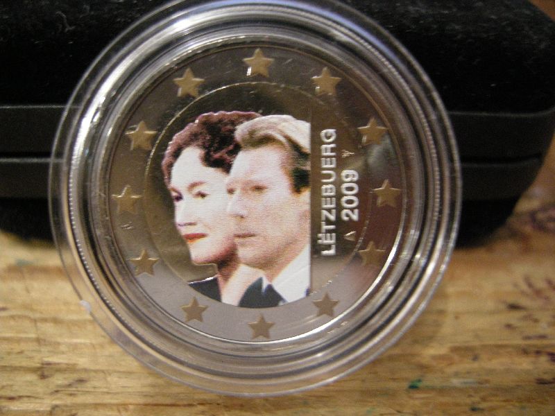 (afbeelding voor) 2 Euromunt Luxemburg 2009 CHARLOTTE IN KLEUR UNC